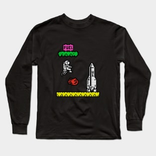 8 bit JetPac Long Sleeve T-Shirt